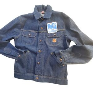 Vintage 70s GWG Scrubbies Denim Trucker Jacket Mens M 38 Dark Wash Canada NWT